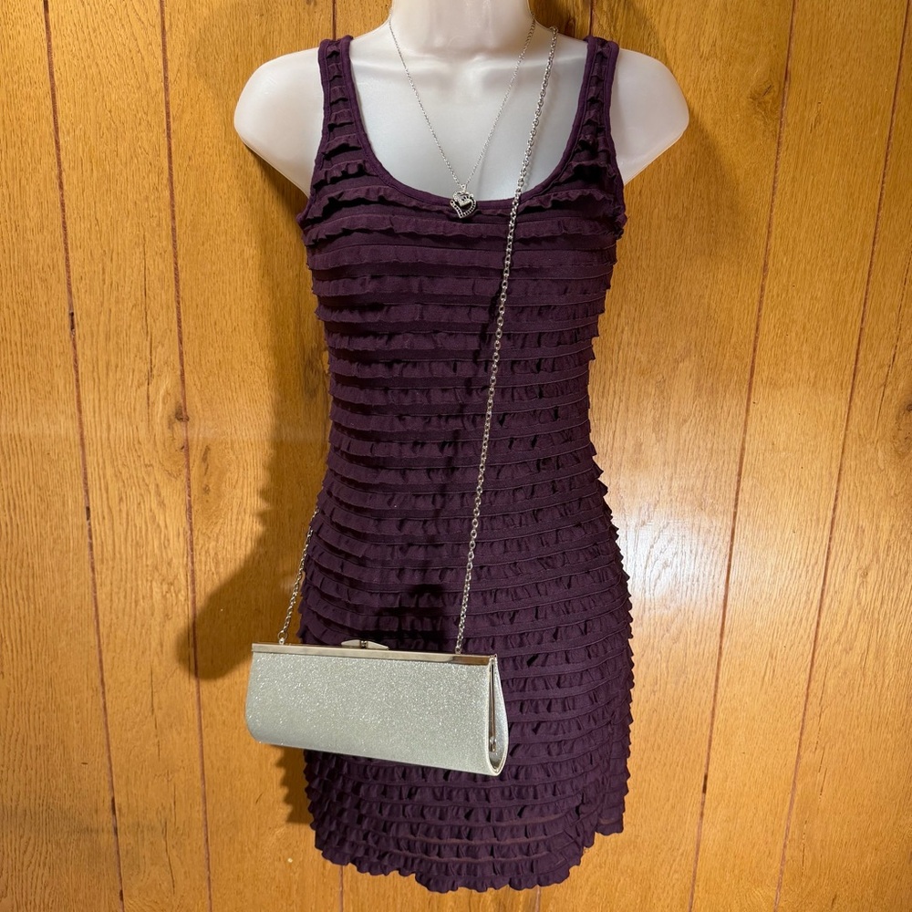DIVIDED Sleeveless Ruffle Tank Dress Deep Plum Purple Size 4 (Small)